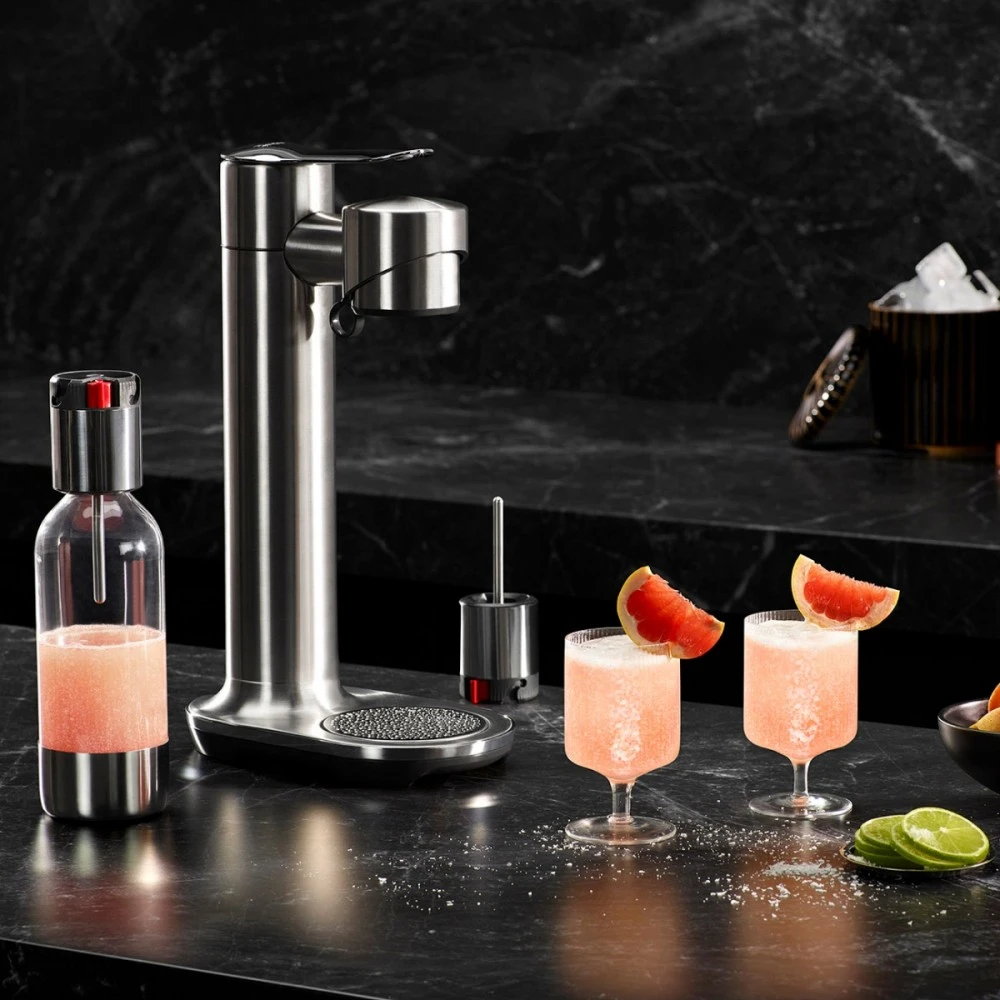 Kavamalė Rankinis kavos aparatas Sage InFizz Fusion, Be pieno plakimo, Sage InFizz Fusion šlifuoto nerūdijančio plieno gazuotų gėrimų gaminimo aparatas