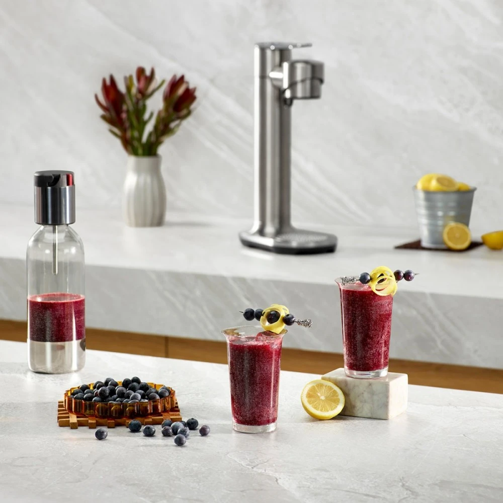 Kavamalė Rankinis kavos aparatas Sage InFizz Fusion, Be pieno plakimo, Sage InFizz Fusion šlifuoto nerūdijančio plieno gazuotų gėrimų gaminimo aparatas