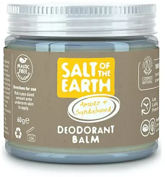 „Salt Of The Earth“ natūralus mineralinis dezodorantas su ambra ir santalu (dezodorantas-balzamas) 60 g