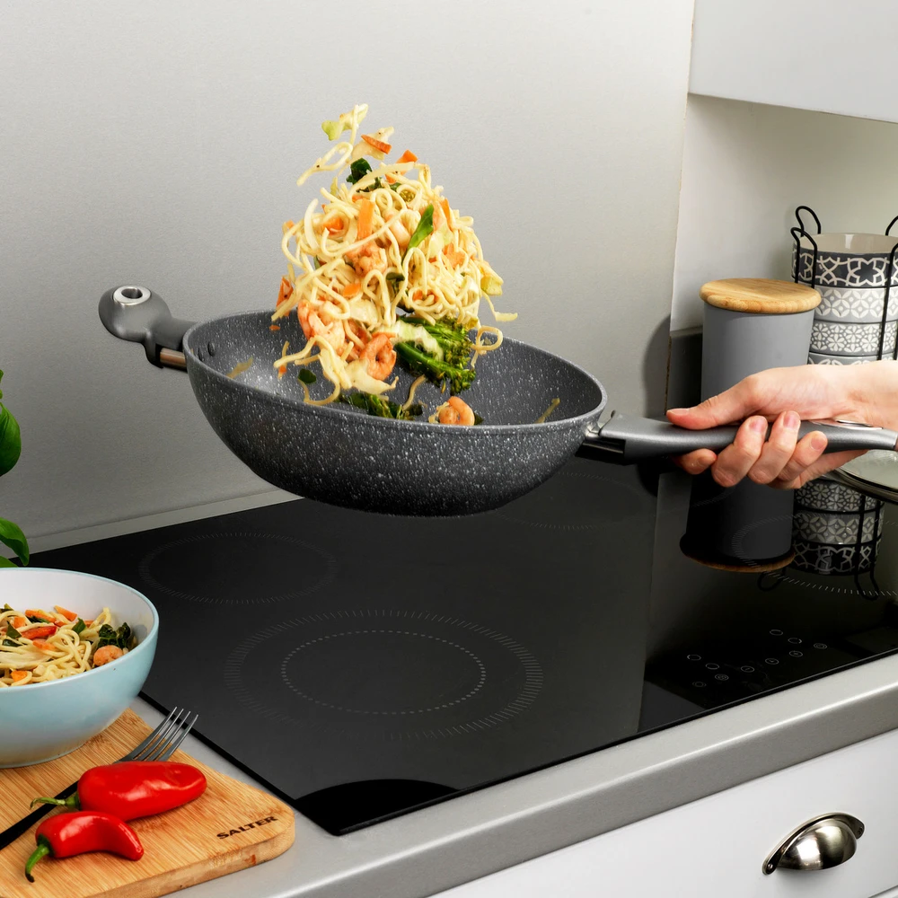 Salter BW02772G2MOR Marblestone Wok 28 cm, Pilkas