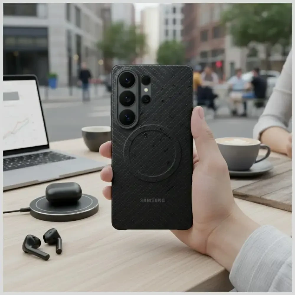 Dėklas Samsung Carbon Magnet phone case for Samsung Galaxy S26 Ultra (S948) juodas