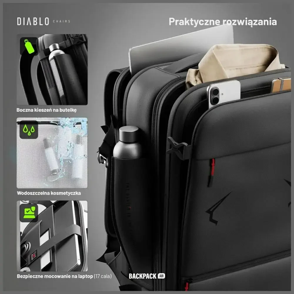 Daugiafunkcinė vakuuminė kuprinė Diablo Chairs Backpack Air juodos spalvos