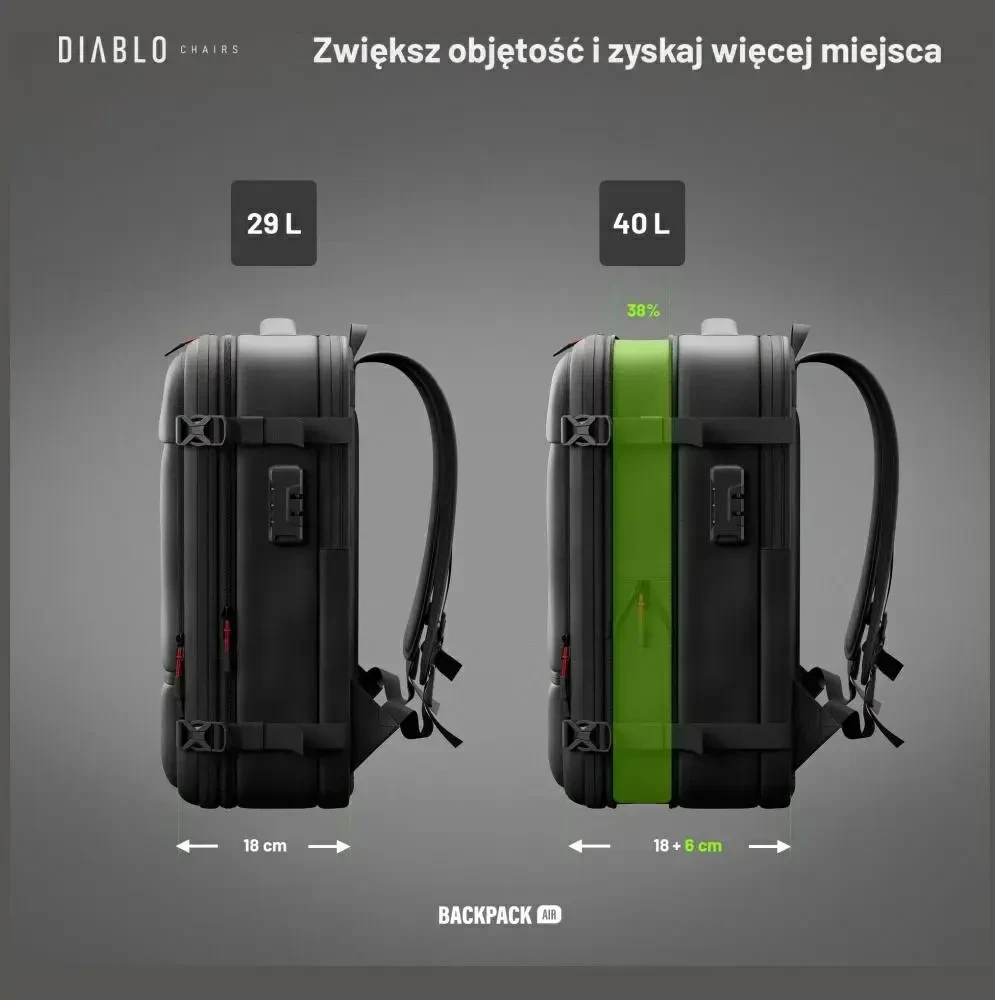 Daugiafunkcinė vakuuminė kuprinė Diablo Chairs Backpack Air juodos spalvos