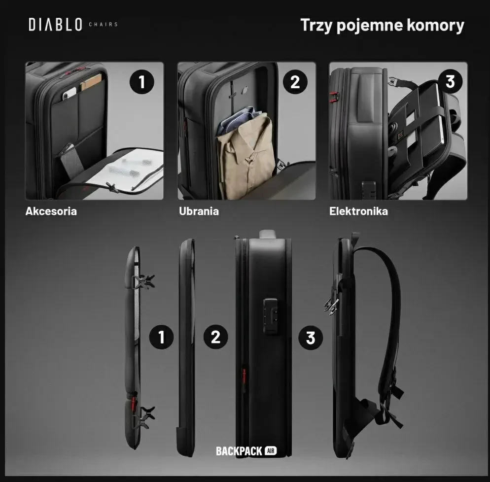 Daugiafunkcinė vakuuminė kuprinė Diablo Chairs Backpack Air juodos spalvos