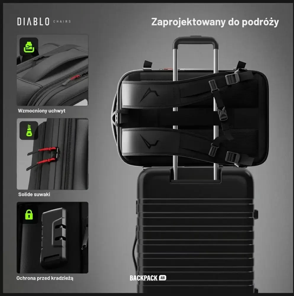 Daugiafunkcinė vakuuminė kuprinė Diablo Chairs Backpack Air juodos spalvos