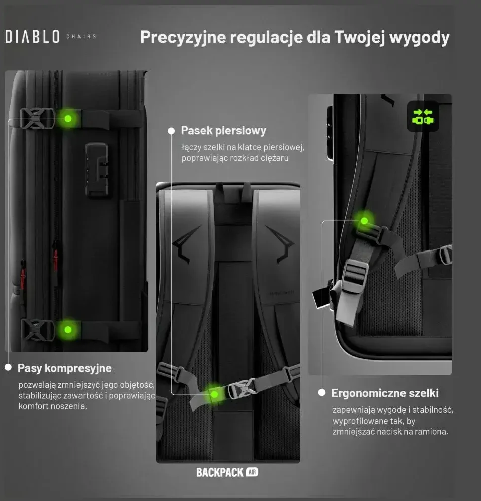 Daugiafunkcinė vakuuminė kuprinė Diablo Chairs Backpack Air juodos spalvos
