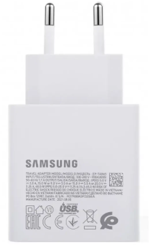 112803 EP-TA865EWE Samsung USB-C 65W kelioninis įkroviklis baltos spalvos (OOB Bulk)