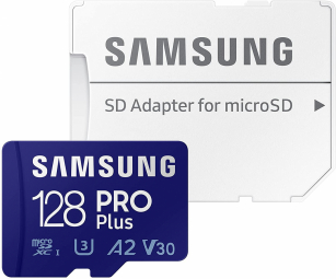 Atminties kortelė Samsung PRO Plus microSD 128 GB (2021), Mėlynos spalvos