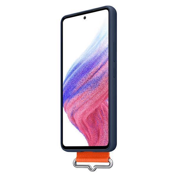 Dėklas „Samsung Galaxy A53 5G“ silikoninis dangtelis su „Navy“ dirželiu