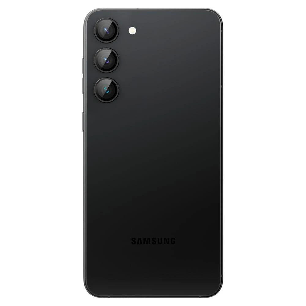 „Spigen Optik Pro GLAS.TR EZ Fit“ fotoaparato apsauginis stikliukas, 2 vnt., skirtas „Samsung Galaxy S23 / 23+“ (juodas)