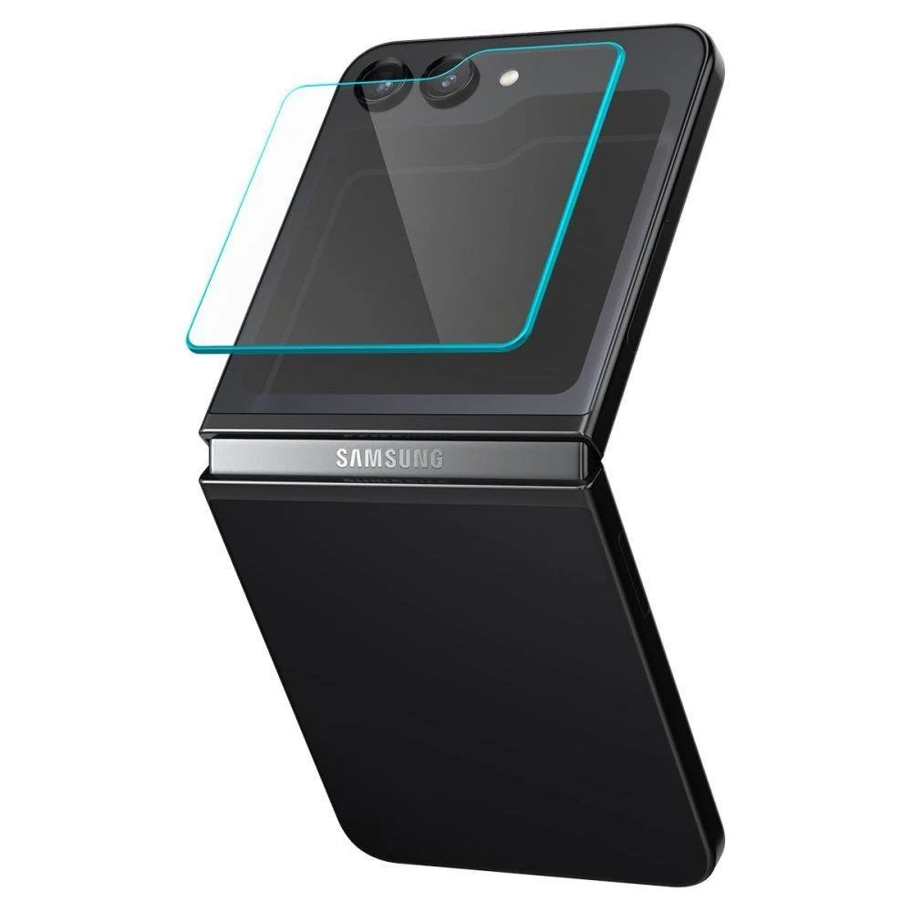 „Spigen Glass tR EZ Fit“ skaidrus dėklas, 2 vnt. pakuotėje – „Samsung Galaxy Z Flip5“.