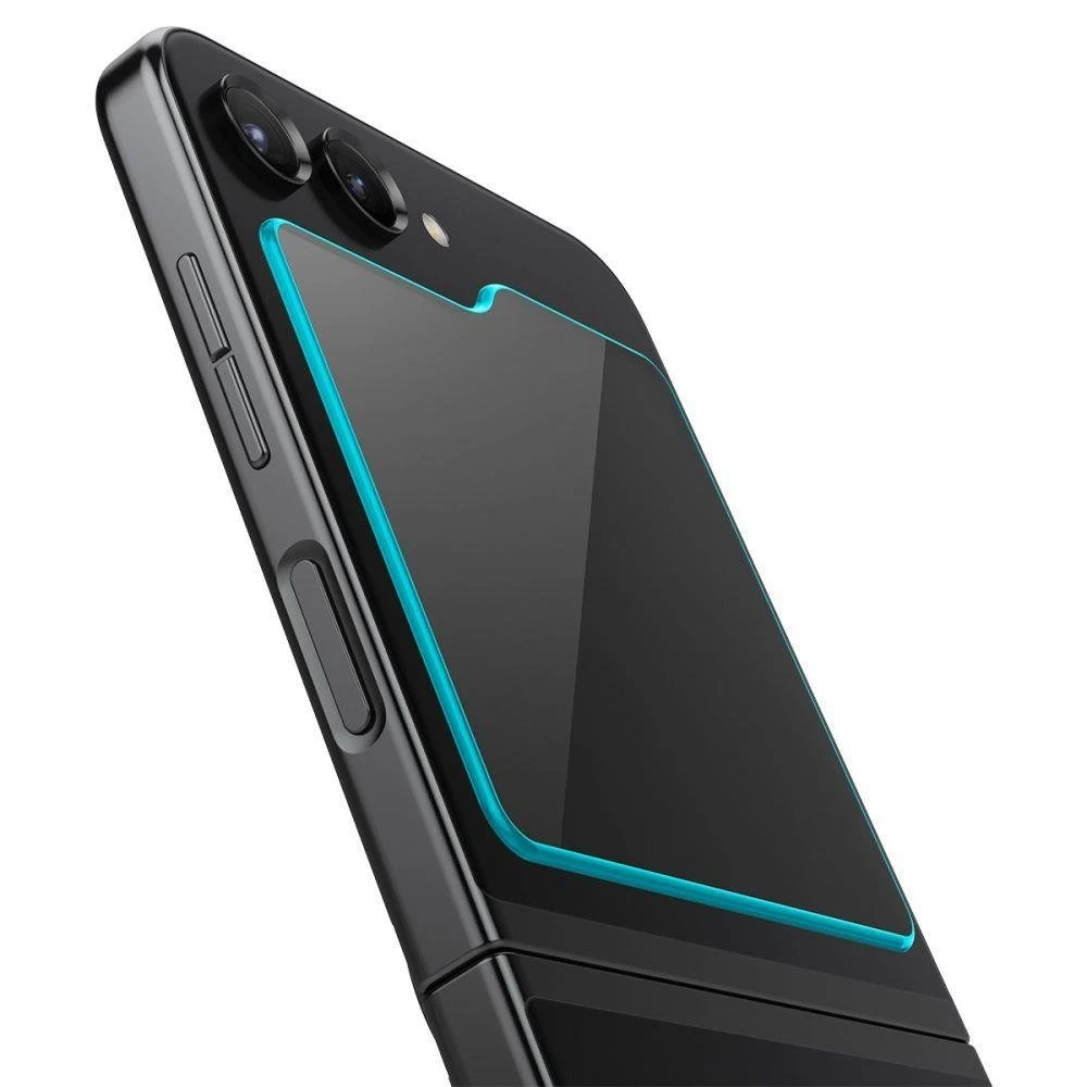 „Spigen Glass tR EZ Fit“ skaidrus dėklas, 2 vnt. pakuotėje – „Samsung Galaxy Z Flip5“.