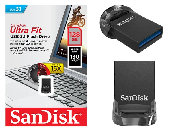 USB laikmena Sandisk Ultra Fit USB 3.1 128GB (130 MB/s)