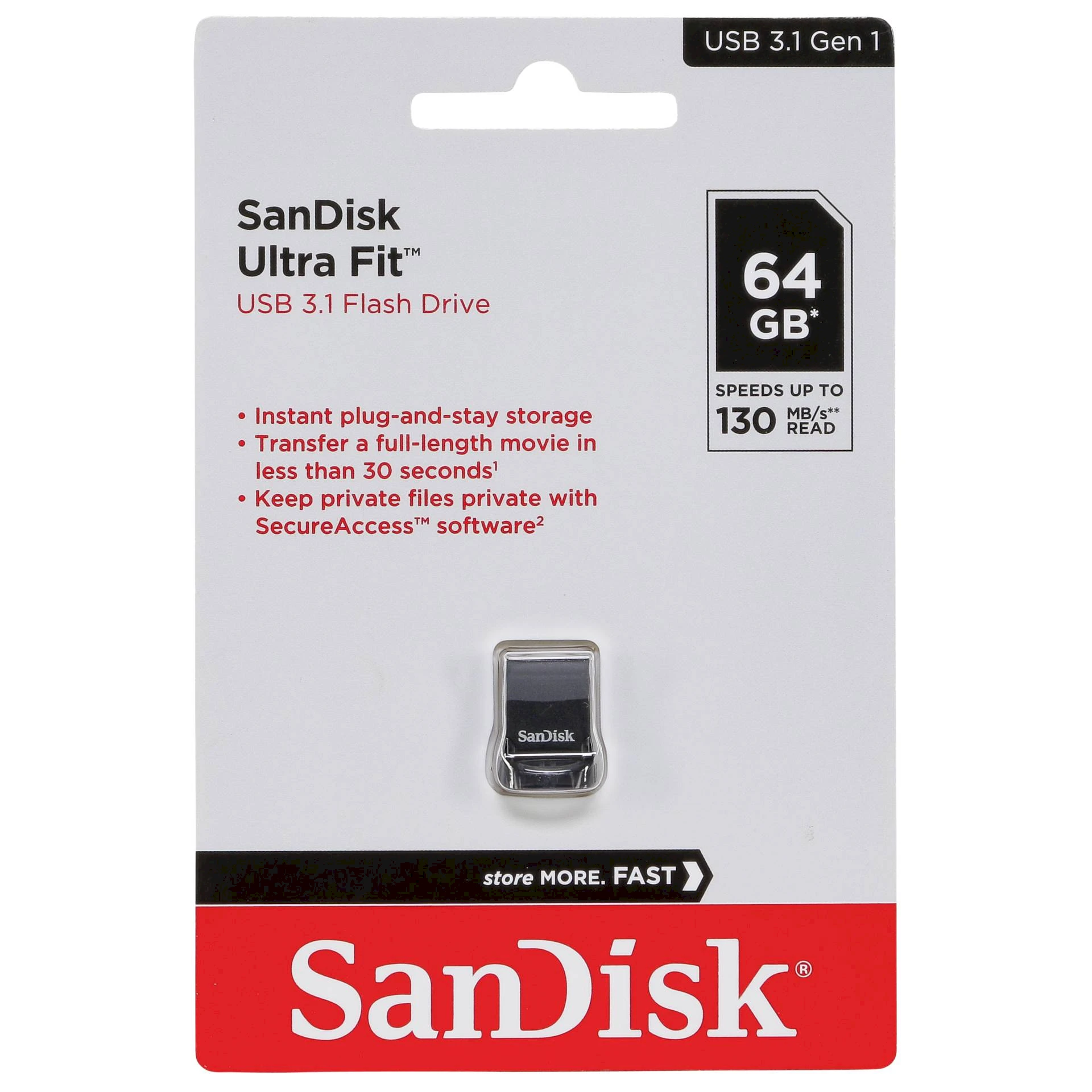 USB laikmena Sandisk Ultra USB 3.1 64GB (130 MB/s)