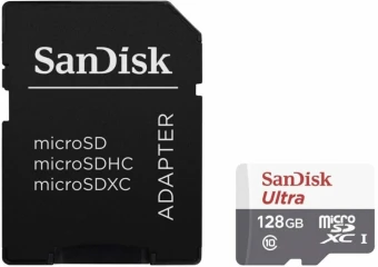 Atminties kortelė SanDisk Ultra Micro SDXC UHS-I Class 10, 128 GB, su adapteriu