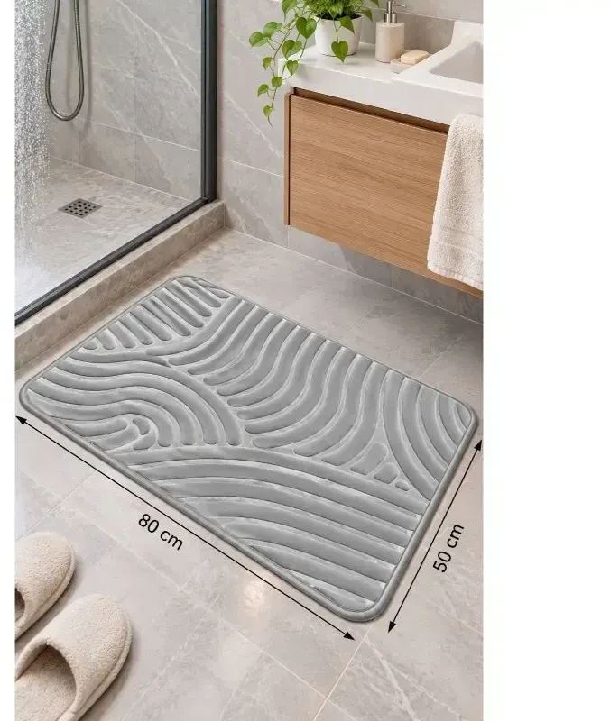 Sauber Vannas istabas paklājs 50x80cm gaiši pelēks/sudrabains
