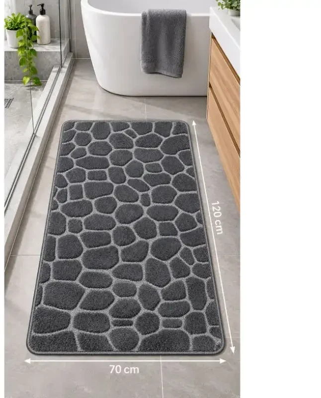 Sauber Vannas istabas paklājs 70x120cm tumši pelēks akmens raksts