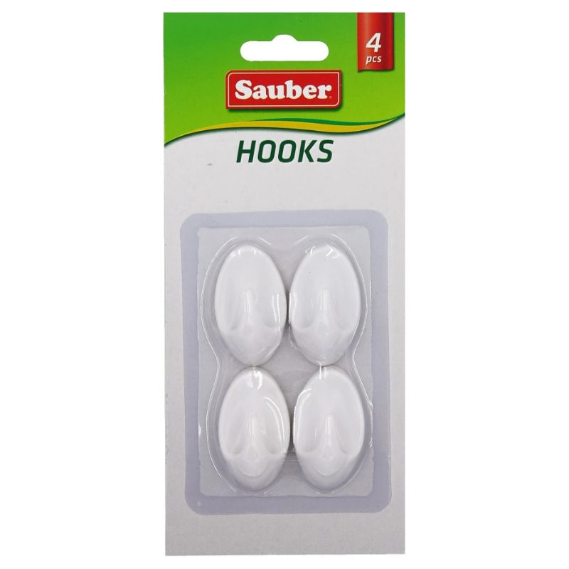 PNY Sauber Kabliukai 4vnt 2,3x4cm, ovalios baltos