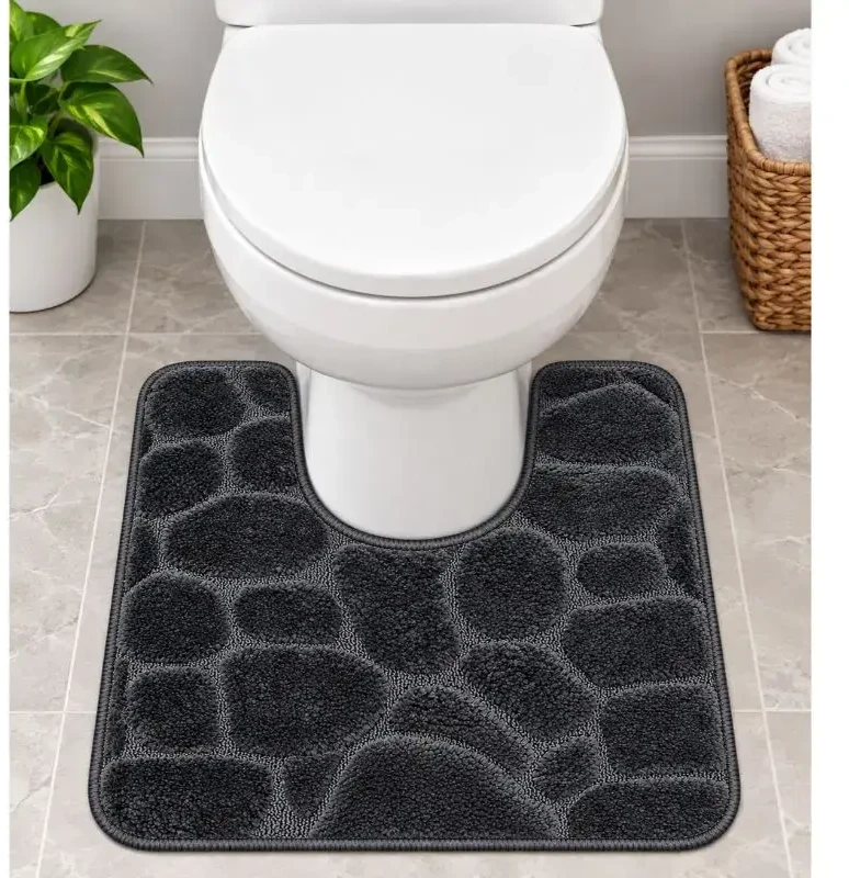 Sauber WC paklājs 50x55cm tumši pelēks akmens raksts