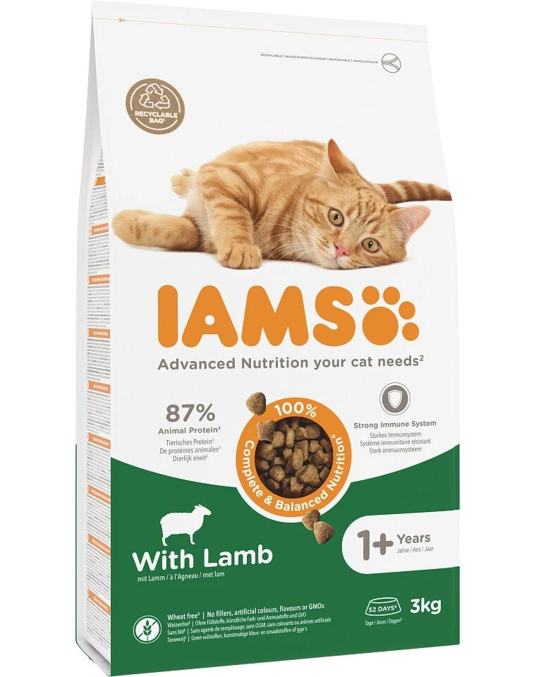 IAMS sausas maistas katėms su ėriena, 3kg