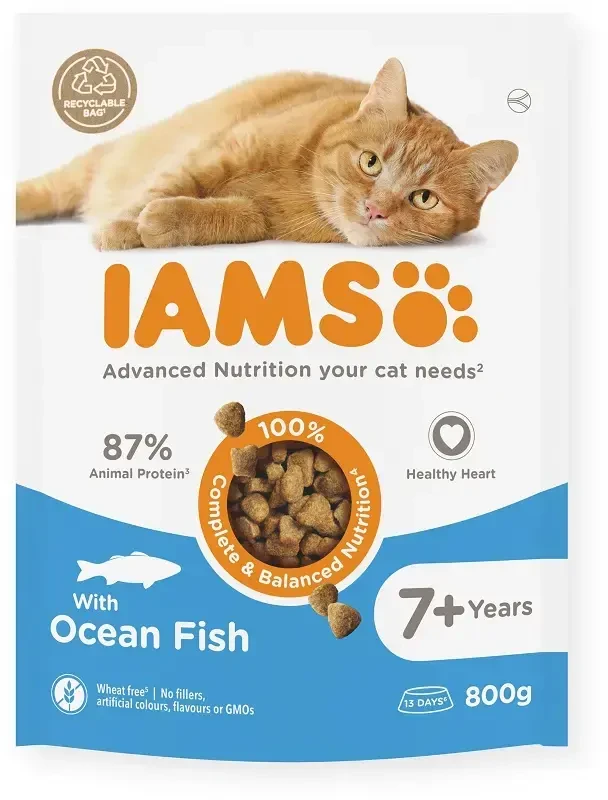 Sausā barība kaķiem - IAMS CAT SENIOR OCEAN FISH, 800 gr
