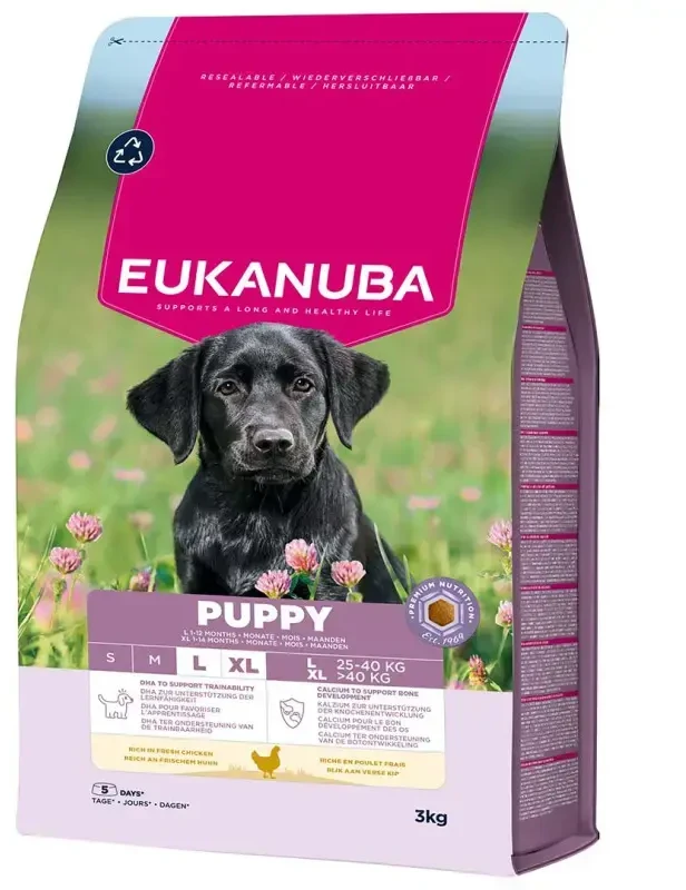 Eukanuba Life Care Puppy Large sausas maistas didelių veislių šuniukams su vištiena, 3kg
