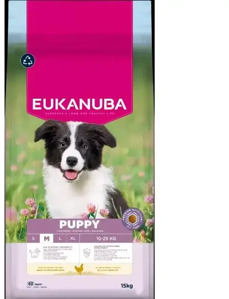 Eukanuba Life Care sausas pašaras vidutinių veislių šuniukams su vištiena, M, 15 kg