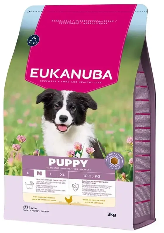 Eukanuba Life Care Puppy Medium sausas maistas vidutinių veislių šuniukams su vištiena, 3kg