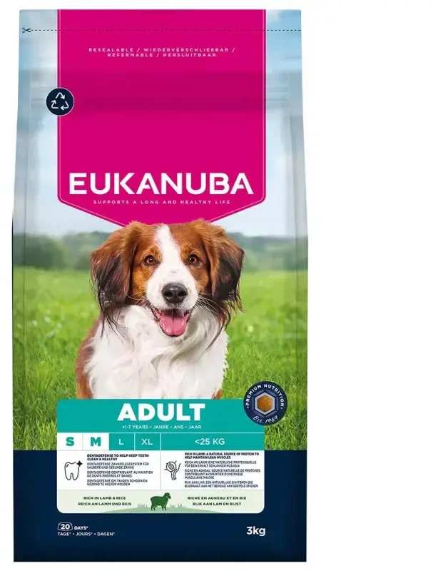 Eukanuba Life Care sausas pašaras mažų ir vidutinių veislių šunims su ėriena ir ryžiais, S/M, 3kg
