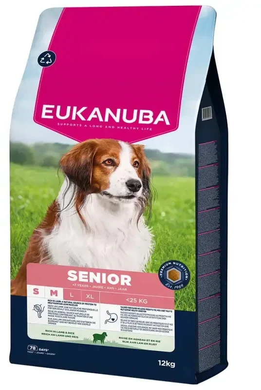 Eukanuba Life Care sausas pašaras mažų ir vidutinių veislių senyviems šunims su ėriena ir ryžiais, S/M, 12 kg