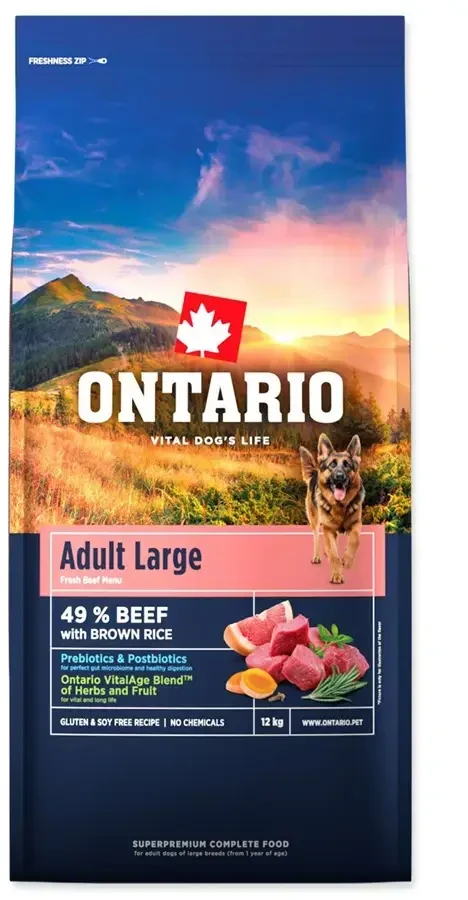 Ontario Adult Large jautiena & Brown ryžiai 12kg