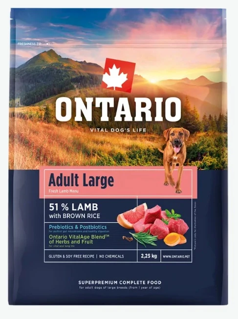 Ontario Adult Large ėriena & Brown ryžiai 2,25kg