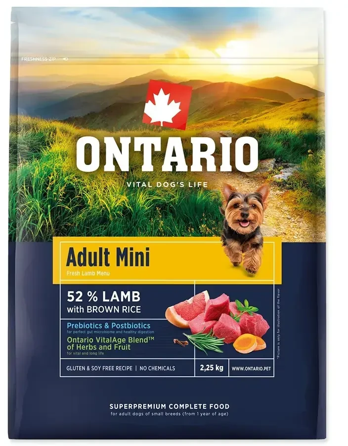 Ontario Adult Mini ėriena & Brown ryžiai 2,25kg