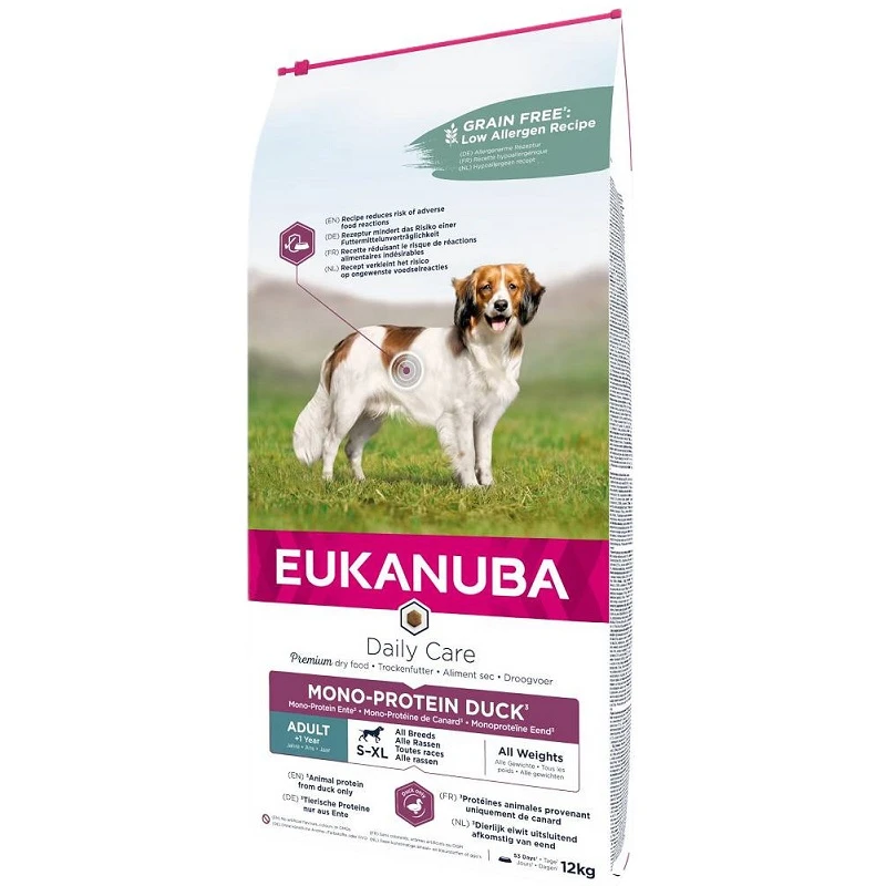 Sausas Šunų Maistas - Eukanuba Mono-proteinų Suaugusiųjų Visų Veislių Antis, 12kg