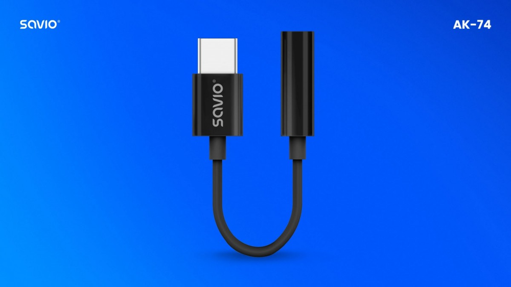 Adapteris USB Savio AK-74 USB-C - Jack 3.5mm Juodas (SAVAK-74)