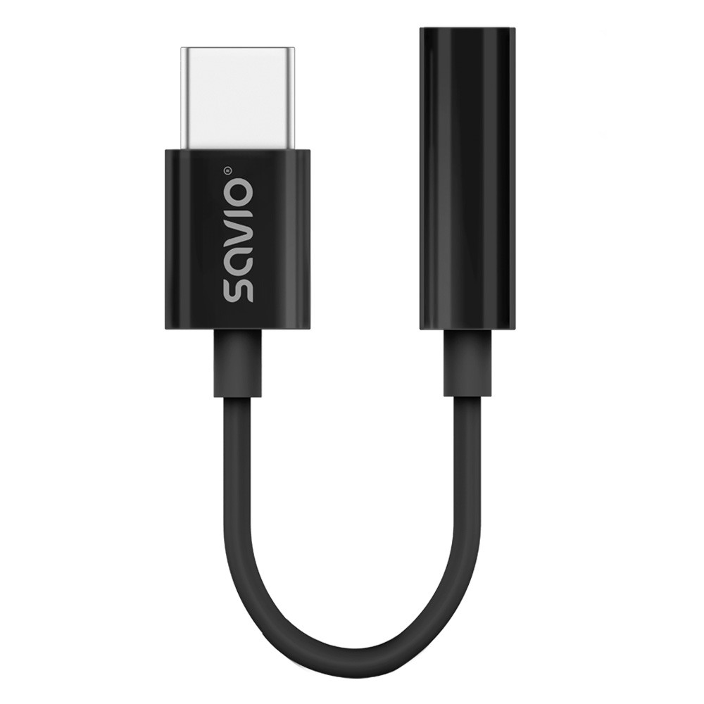 Adapteris USB Savio AK-74 USB-C - Jack 3.5mm Juodas (SAVAK-74)
