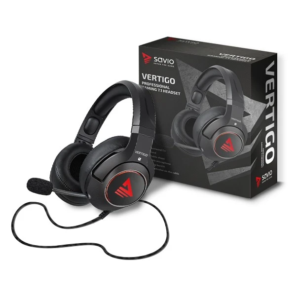 Žaidimų ausinės 7.1 virtual surround Savio VERTIGO su USB jungtimi