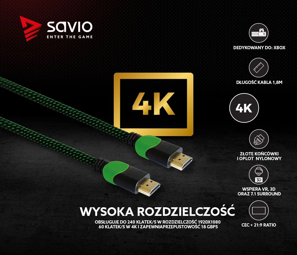 HDMI laidas Savio GCL-03