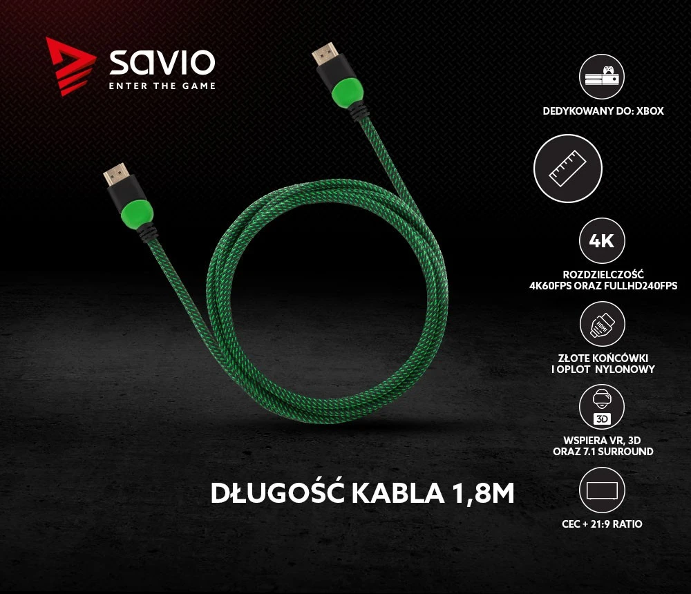 HDMI laidas Savio GCL-03