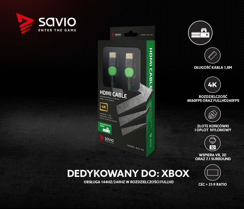 HDMI laidas Savio GCL-03