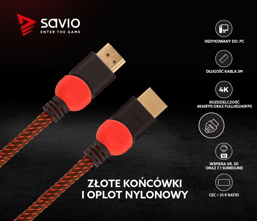 HDMI laidas Savio GCL-04