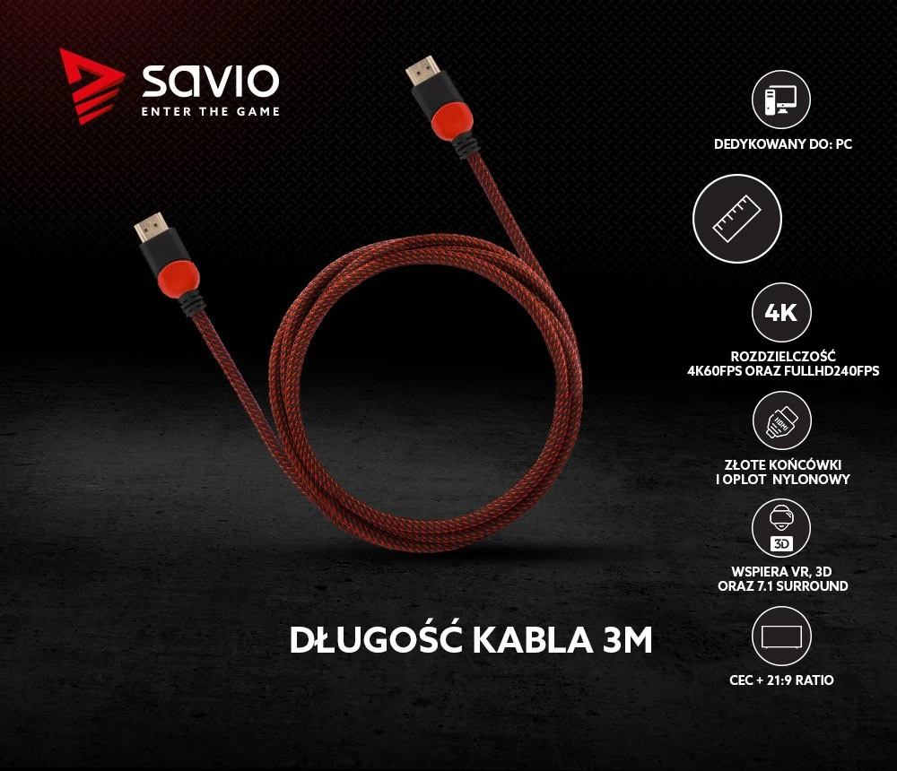HDMI laidas Savio GCL-04