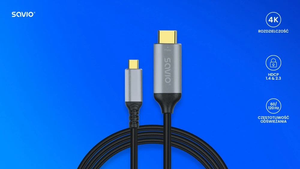 Savio USB-C - HDMI laido jungtys ir savybės
