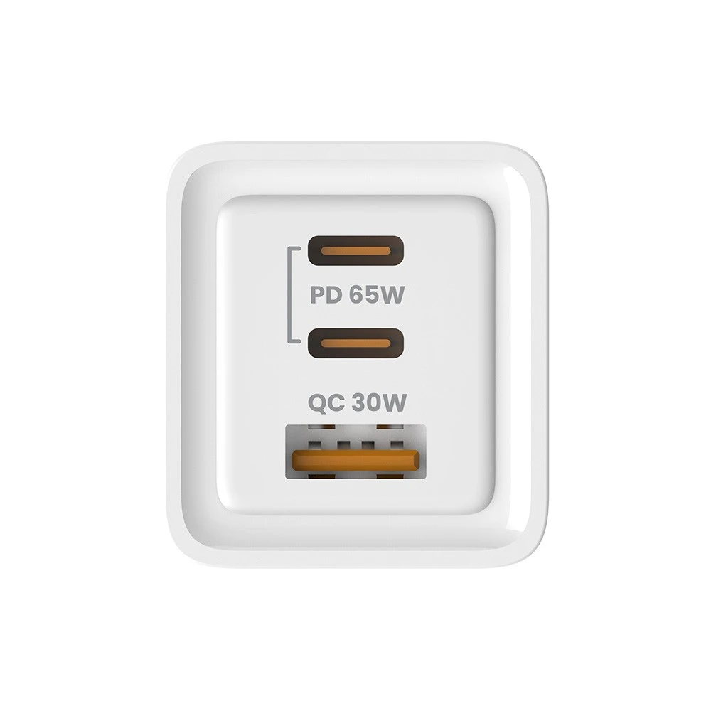 Savio Įkroviklis jungiama į tinklą 65W GaN LA-07 su kablem typu C-USB typ C 100W 1m, balta ir-juoda