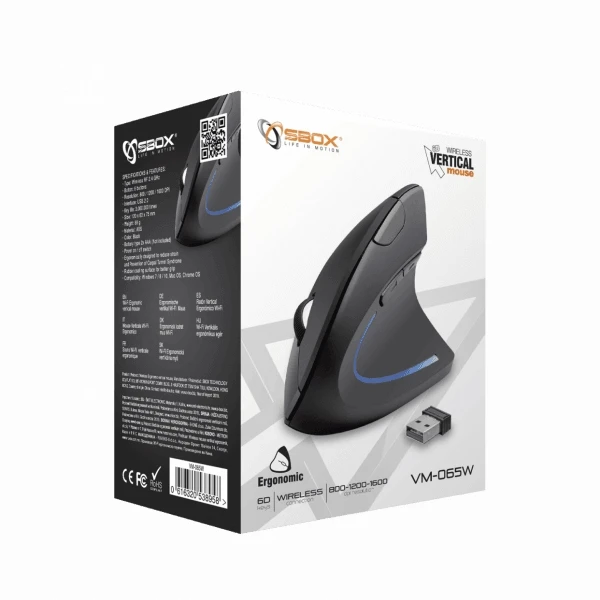 Sbox Technology SBOX Vertical belaidė pelė (VM-065)