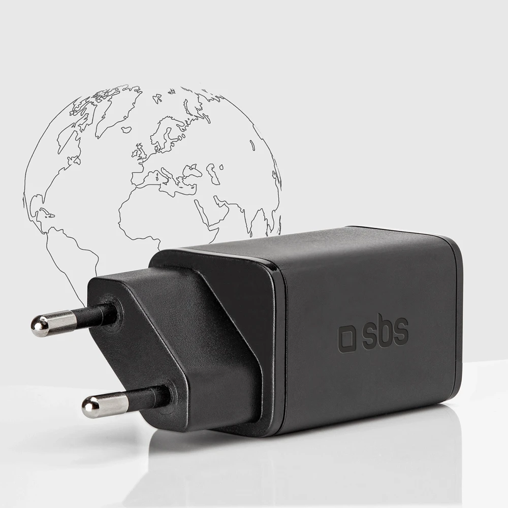 SBS TETRGAN1C45W 45W GaN USB-C laidinis įkroviklis su Power Delivery – juodos spalvos