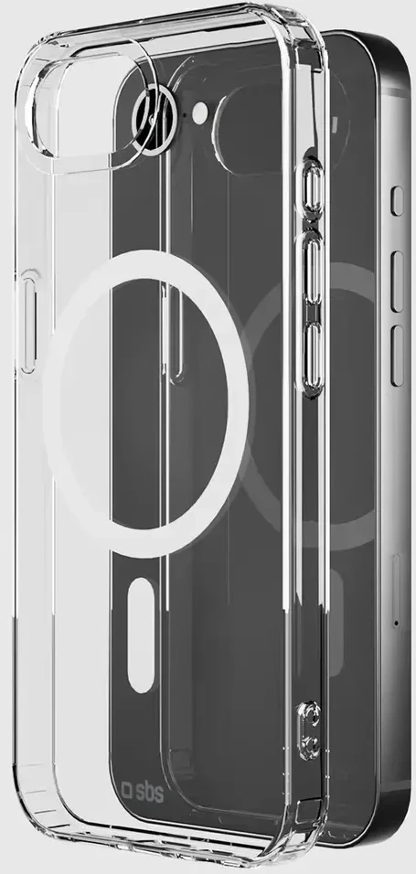 SBS Cover Light Mag apsauginis dėklas, skirtas iPhone 16e / 17e, suderinamas su MagSafe – permatomas