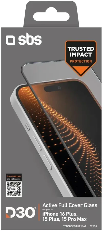 SBS Apsauginis stiklas D3O su rėmeliu Apple iPhone 16 Plus / iPhone 15 Plus