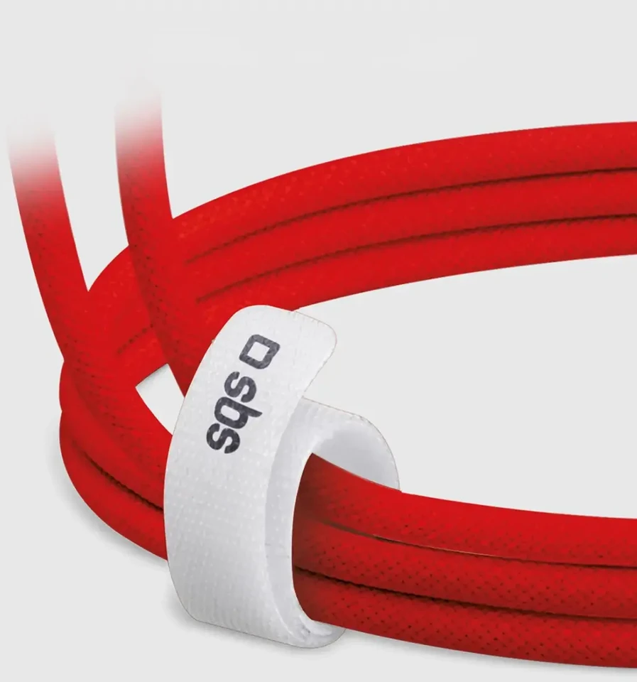 SBS duomenų perdavimo ir įkrovimo kabelis | USB-C į USB-C | 1,5 m | raudonas