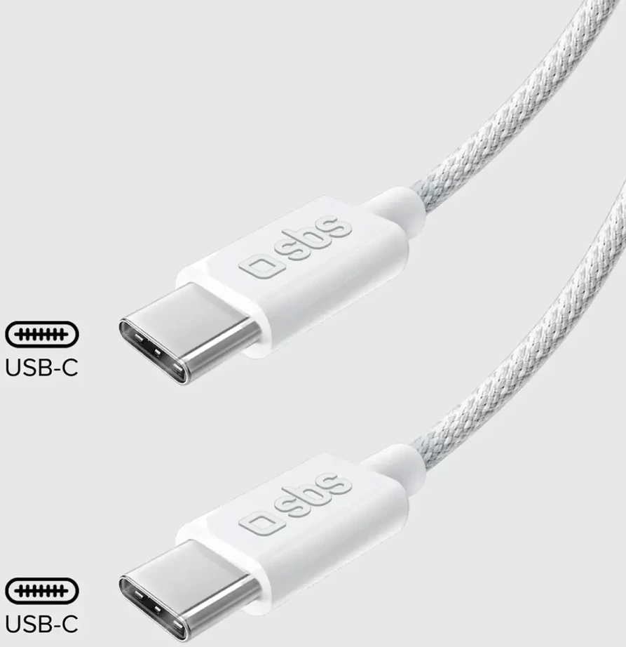SBS duomenų perdavimo ir įkrovimo kabelis | USB-C į USB-C | 60 W | 1,5 m | pilkas